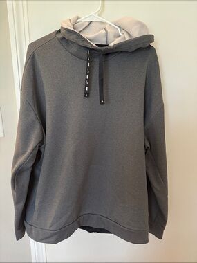 Nike Women's Gray Pullover Hoodie with Contrast Lined Hood, Size XL